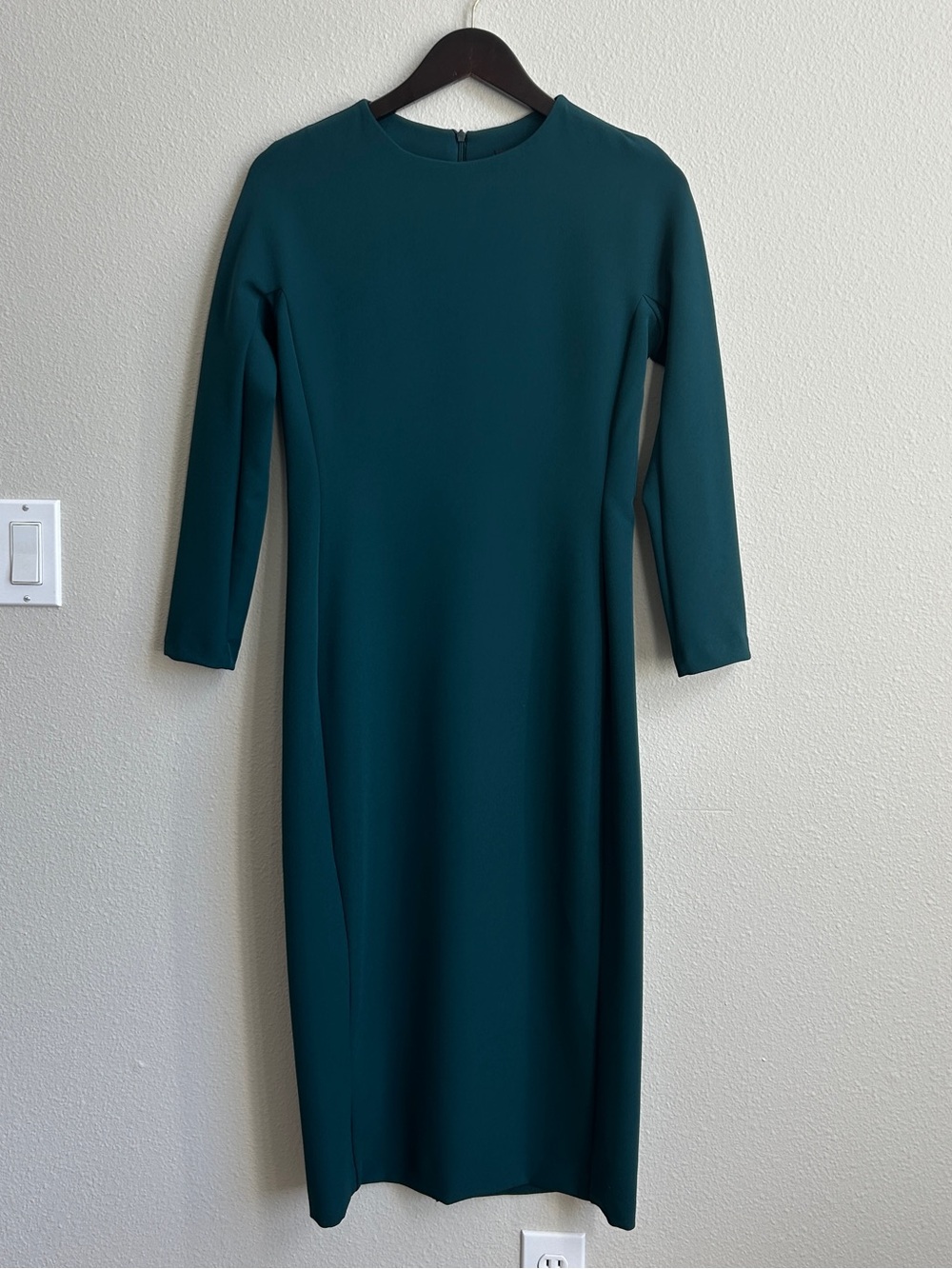 Zara Teal Midi Long-Sleeve Sheath Dress